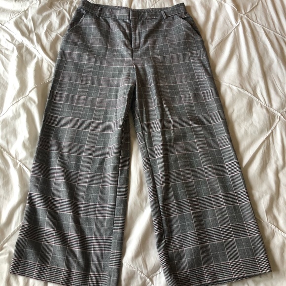 Plaid Wide Leg Crop Pant - Picture 1 of 2